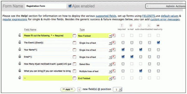 Создание регистрационной формы с помощью плагина Cforms II