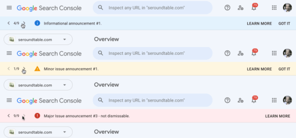Google тестирует панель уведомлений в Search Console
Google тестирует панель уведомлений в Search Console
