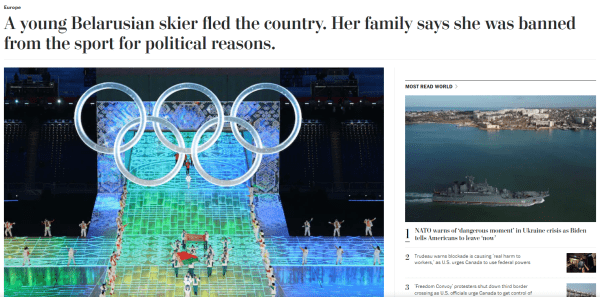 Про отстранение беларусских лыжниц от соревнований пишут ведущие мировые СМИ. Washington Post, CNN и даже гватемальский телеканал