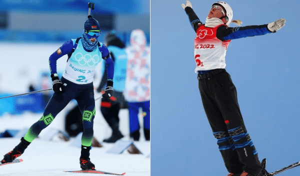 Чудеса госстиля на ОИ: герб заменил биатлонистам рекламу, красно-зеленое пятно на ноге лыжника, рваные флаги от Минспорта