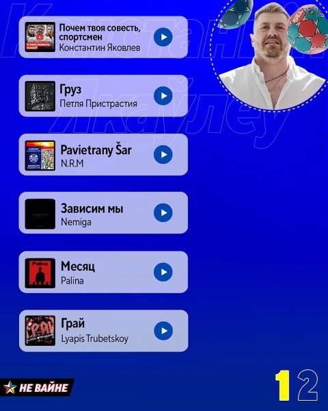Песні Brutto нагадваюць Якаўлеву пра гандбольныя часы, а Nizkiz, Palina і Nemiga – пра 2020 год. Плэйліст беларускай музыкі ад экс-трэнера