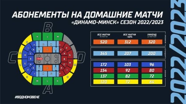Хоккей.  "Динамо-Минск": стала известна абонементная и билетная программы клуба на сезон-2022/23
 