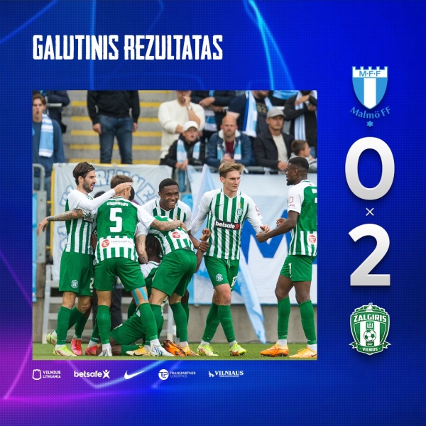 Футбол.  Лига чемпионов. "Жальгирис" прошел "Мальме" и сыграет в 3-м раунде отбора
 
