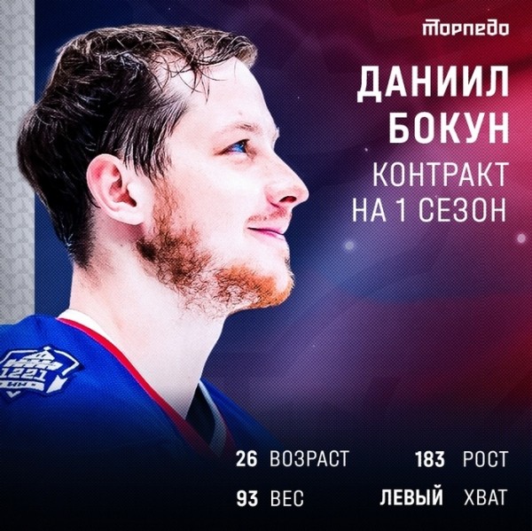 Хоккей. Даниил Бокун подписал полноценный контракт с нижегородским "Торпедо"
Хоккей. Даниил Бокун подписал полноценный контракт с нижегородским "Торпедо"