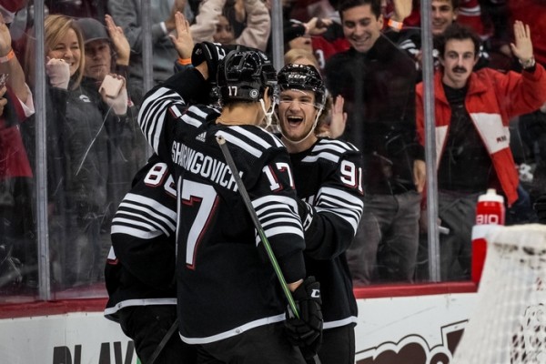 Хоккей.  НХЛ. Первая победа "Нью-Джерси", первый бомбардирский балл Егора Шаранговича
  