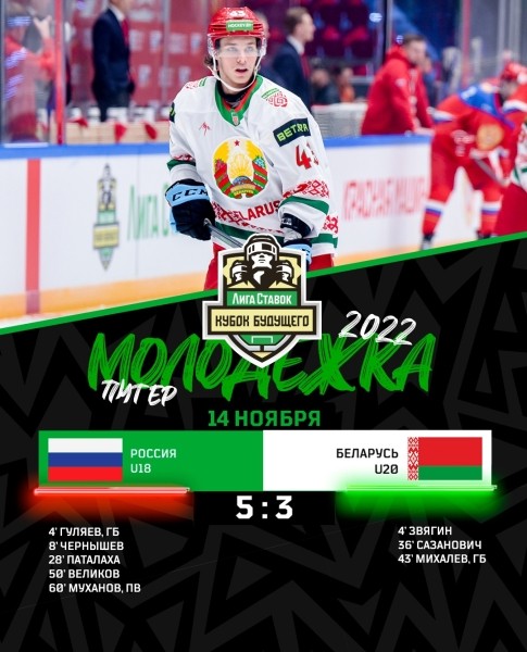 Хоккей.  Молодежная сборная Беларуси проиграла юниорской команде России на Кубке Будущего
 