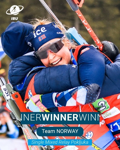 Биатлон.  Кубок мира. Норвежцы победили в супермиксте в Поклюке
 