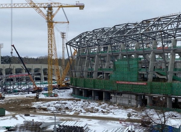 Футбол.  Ход строительства Национального футбольного стадиона по состоянию на февраль 2023 года
 