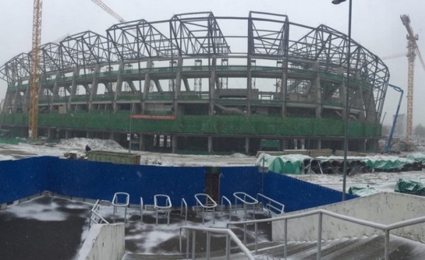 Футбол.  Ход строительства Национального футбольного стадиона по состоянию на февраль 2023 года
 