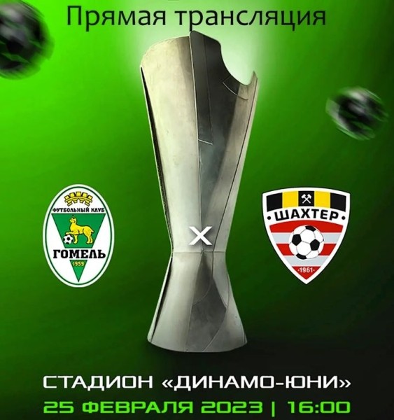 Футбол.  25 февраля на большом экране кинотеатра в Гомеле состоится прямая трансляция матча Суперкубка Беларуси
 