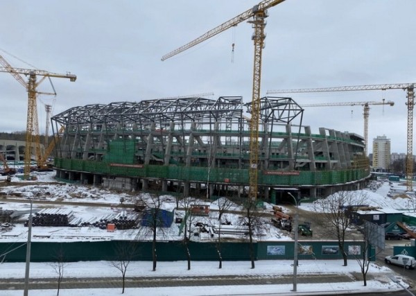 Футбол.  Ход строительства Национального футбольного стадиона по состоянию на февраль 2023 года
 