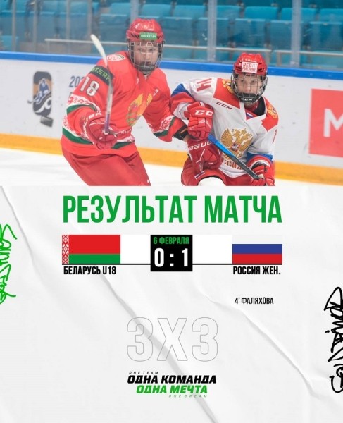 Хоккей.  Сборная Беларуси U18 уступила женской сборной России в матче за "бронзу" турнира 3Х3 в Казахстане
 