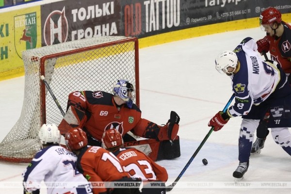 ФОТОФАКТ: Заключительный матч белорусской хоккейной экстралиги сезона-2022/23 проходит в Гродно
