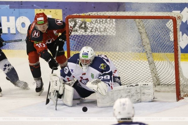 ФОТОФАКТ: Заключительный матч белорусской хоккейной экстралиги сезона-2022/23 проходит в Гродно